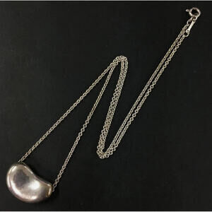 TIFFANY & CO Peretti Bean Pendant 16" Necklace Medium Size Charm Silver 925 20mm